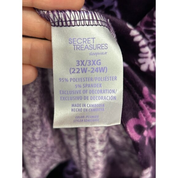 Secret Treasures NWT Plum Purple Floral Pajama Set Button Up Top SZ 3XL - Picture 6 of 15